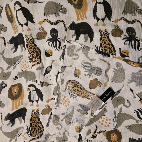 Clementine Kids Baby Muslin Swaddle Cotton Animals Zoology Blanket Zoo Animals - Picture 1 of 10